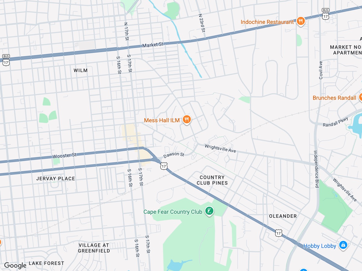 Drawing a target area over a Wilmington neighbourhood to build a mailing list